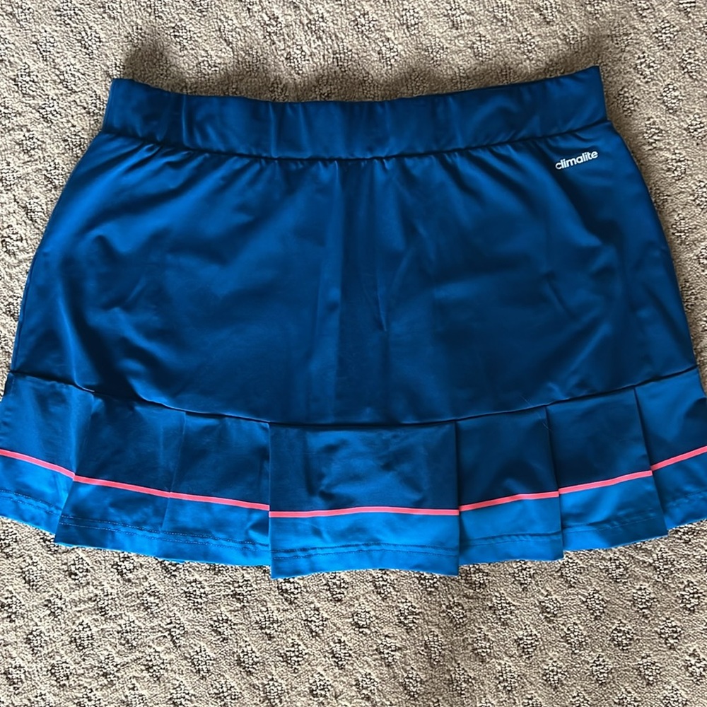 Adidas Climalite Blue Pleated Hem Tennis Golf Skort Skirt - Picture 2 of 8